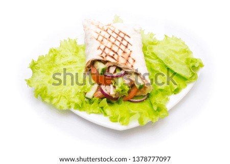 Shawarmas on lettuce isolated a white background