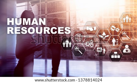 Human Resources HR management concept. Human resources pool, customer care and employees. Royalty-Free Stock Photo #1378814024