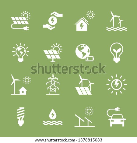Set of eco vector icons in flat style. Eco collection with various icons on the theme of ecology and green energy. Isolated, editable and scalable icons. Royalty-Free Stock Photo #1378815083
