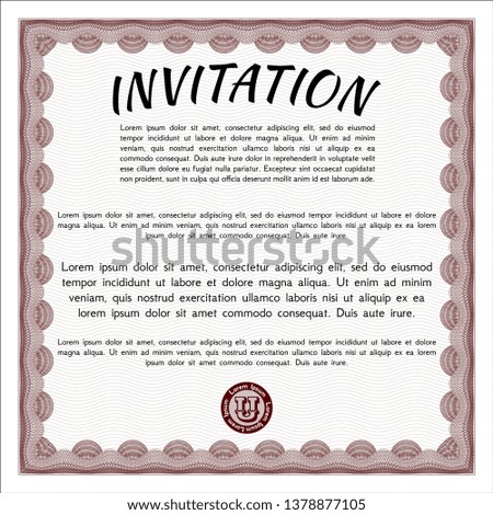 Red Formal invitation. With complex background. Customizable, Easy to edit and change colors. Cordial design. 