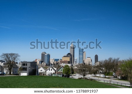 Indianapolis, Indiana skyline with rich blue sky