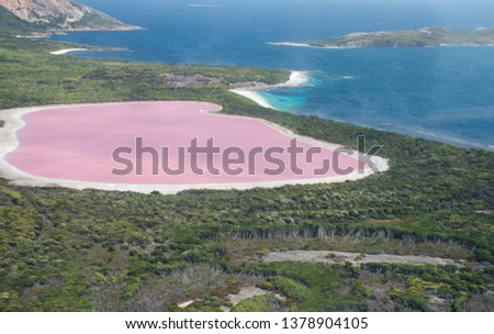 Lake Hillier on Middle Island Near Esperance, Western Australia. Royalty-Free Stock Photo #1378904105
