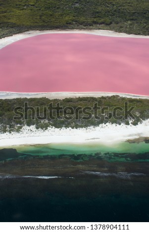 Lake Hillier on Middle Island Near Esperance, Western Australia. Royalty-Free Stock Photo #1378904111