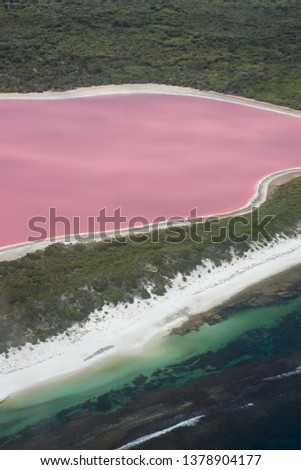 Lake Hillier on Middle Island Near Esperance, Western Australia. Royalty-Free Stock Photo #1378904177