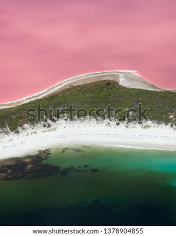 Lake Hillier on Middle Island Near Esperance, Western Australia. Royalty-Free Stock Photo #1378904855