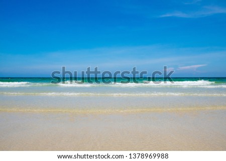Clear Sea Beach Sand and Wave Background in the Nature Ocean Landscape.