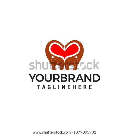 heart love elephant logo design concept template vector