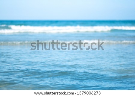 Landscape image of tropical white beach with blue sky background