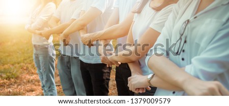 Cooperation Environment Charity Concept. Nature Support,Volunteer People, Social. Professional Corporate Business Environment and Achieve. Organization Spirit Initiative. Asian Team Success. Royalty-Free Stock Photo #1379009579