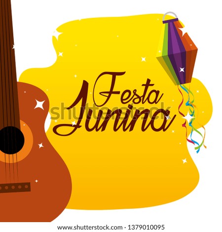 guitar with lantern to festa junina celebration
