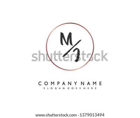 initials letter MJ handwriting logo vector template