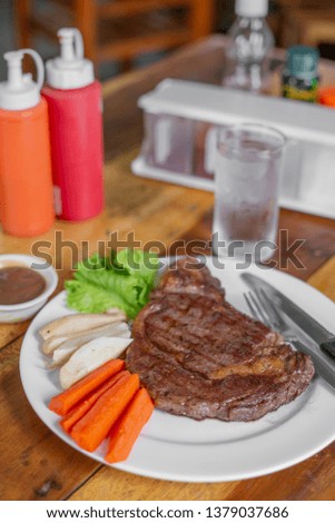 Freshly baked steak ,Sirloin steak on plate 