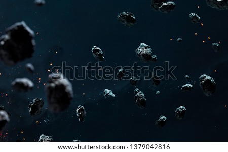 Space background with asteroid field, science fiction image. Elements of this image furnished by NASA