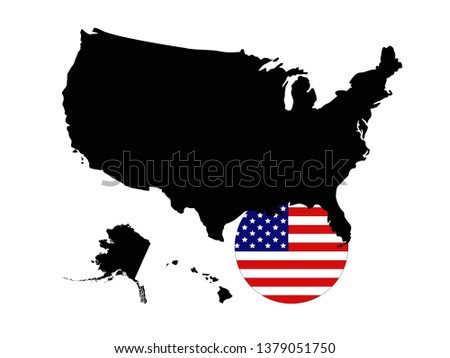 vector illustration of USA map and flag 