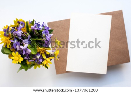 card mockup with spring flowers