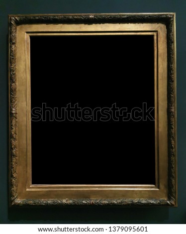 Golden empty painting gold frame isolated 