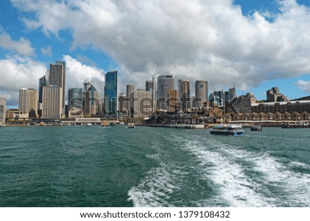 Panorama view of Sydney cityscape CBD city center with skyscrapers from harbour, Australia
