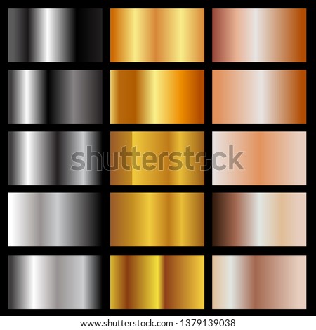 set of metallic gradients isolated on black background