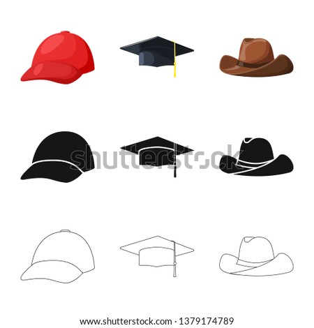 Vector design of clothing and cap icon. Set of clothing and beret stock symbol for web.