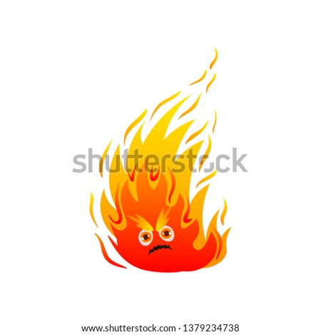 Hot fire monster with cute eyes and long flame