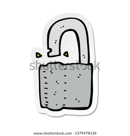 sticker of a cartoon padlock