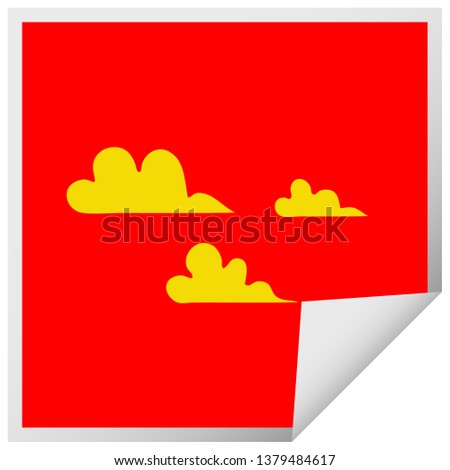 square peeling sticker cartoon of a cloud