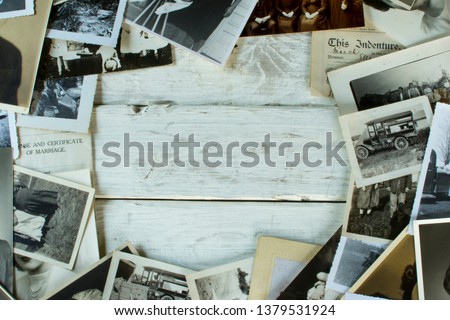 02.21.2019. Genealogy and Family History - Old Photographs and Documents from around 1880-1940 with white wood center