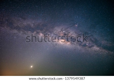 Nightscape with colorful Milky Way Stars and Milky Way in the dark night sky ,Beautiful Universe, Space background