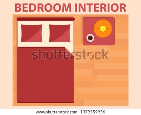 bedroom interior icon on flat design style view from above