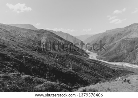 View of the chicamocha canyon from a cable car cabin