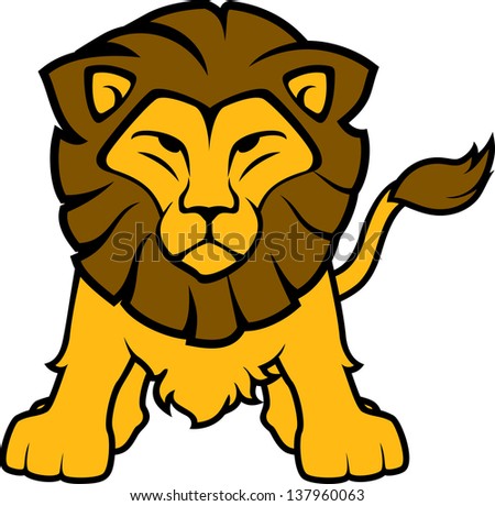 illustration of lion front view isolated on white background, in vector format very easy to edit, individual objects