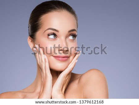 Skin care woman beauty face healthy face skin cosmetic model emotional andhappy Royalty-Free Stock Photo #1379612168