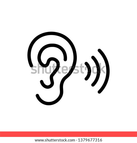 Ear vector icon, hearing symbol. Simple, flat design for web or mobile app Royalty-Free Stock Photo #1379677316