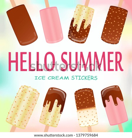 Collection of vector illustrations of ice cream. Hello summer, from the heat of salvation. Different types of ice cream.