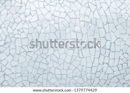 Broken tiles mosaic seamless pattern. White and Gray tile real wall high resolution real photo or brick seamless with texture interior background. Abstract wallpaper irregular in bathroom.