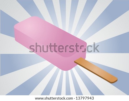 Frozen treats: pink strawberry popsicle isometric illustration clipart