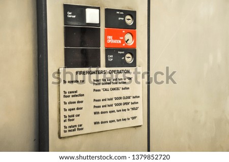 fire fighter operation panel in elevator