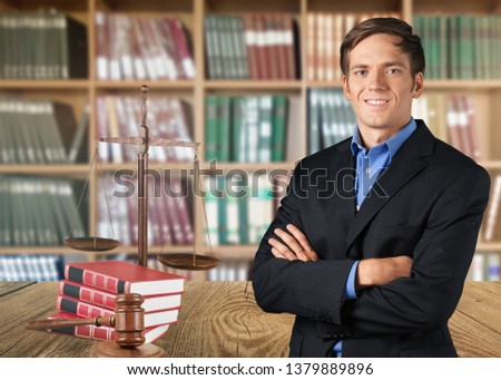 Portrait of businessman in justice office