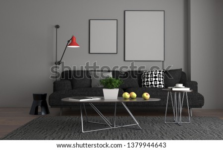 3D Realistic Mockup of living room Inerior