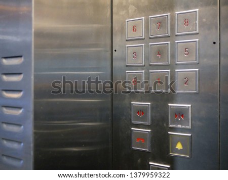 closeup of buttons control in elevator.