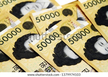 Fifty Thousands / The won or the Korean Won is the currency of South Korea.