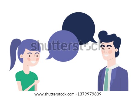 father with daughter and speech bubble character