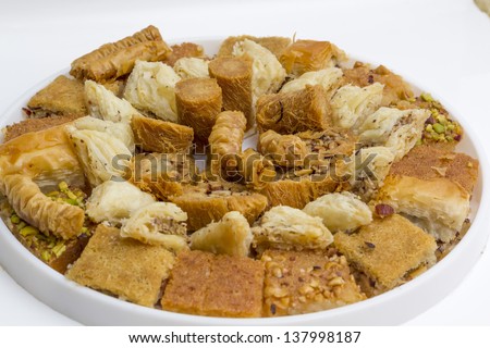 Egyptian dessert with hazel nuts Royalty-Free Stock Photo #137998187