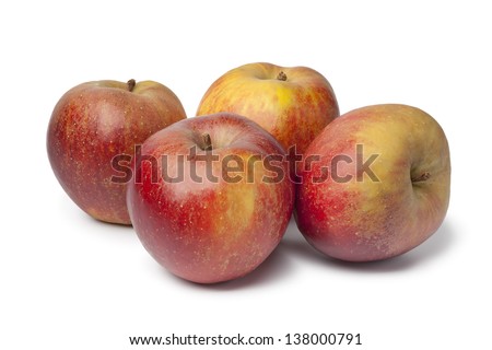 Fresh whole Belle de Boskoop apples isolated on white background Royalty-Free Stock Photo #138000791
