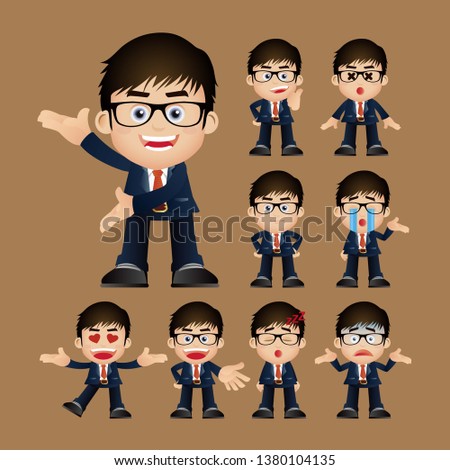Young businessman expressions with different faces