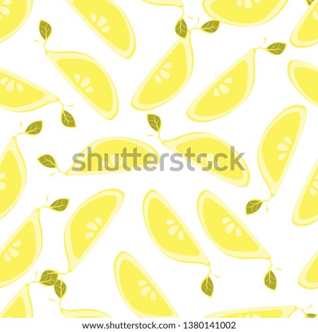 Vector seamless pattern with slices of lemons. Isolated on white. 