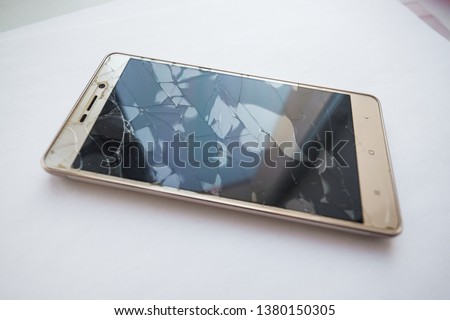 Broken smartphone screen.