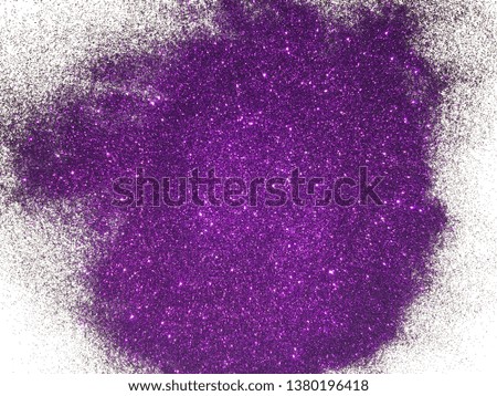 Purple glitter on white background
