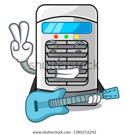 With guitar air cooler isolated with the cartoon
