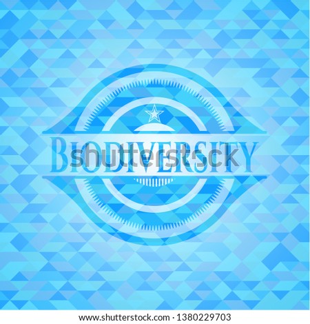 Biodiversity realistic light blue mosaic emblem